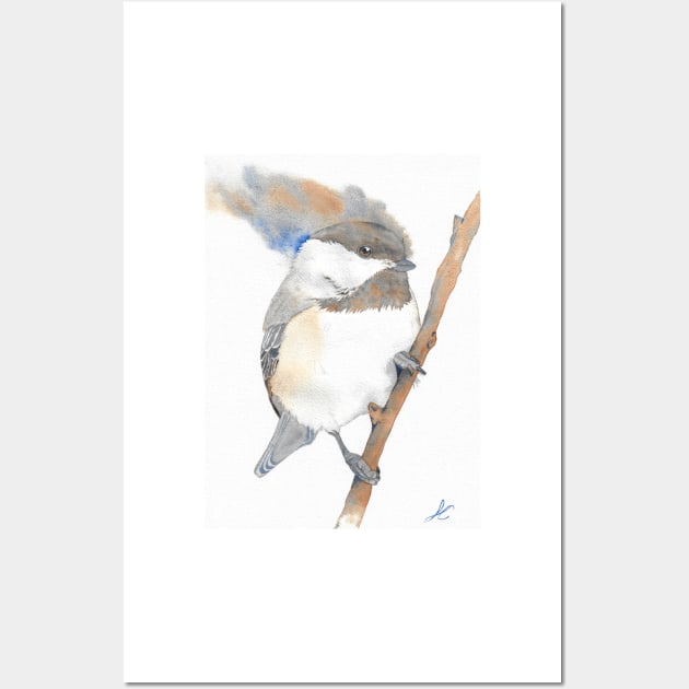 Black-capped Chickadee Poecile atricapillus watercolor portrait white Wall Art by Oranjade0122